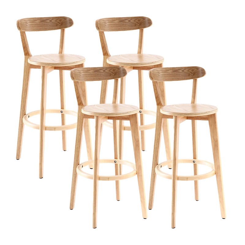 Scandinavian Matte Finish Leather Barstool Rubberwood Home Stool