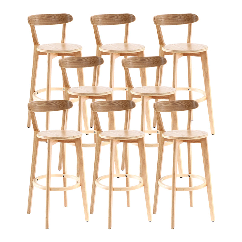 Scandinavian Matte Finish Leather Barstool Rubberwood Home Stool