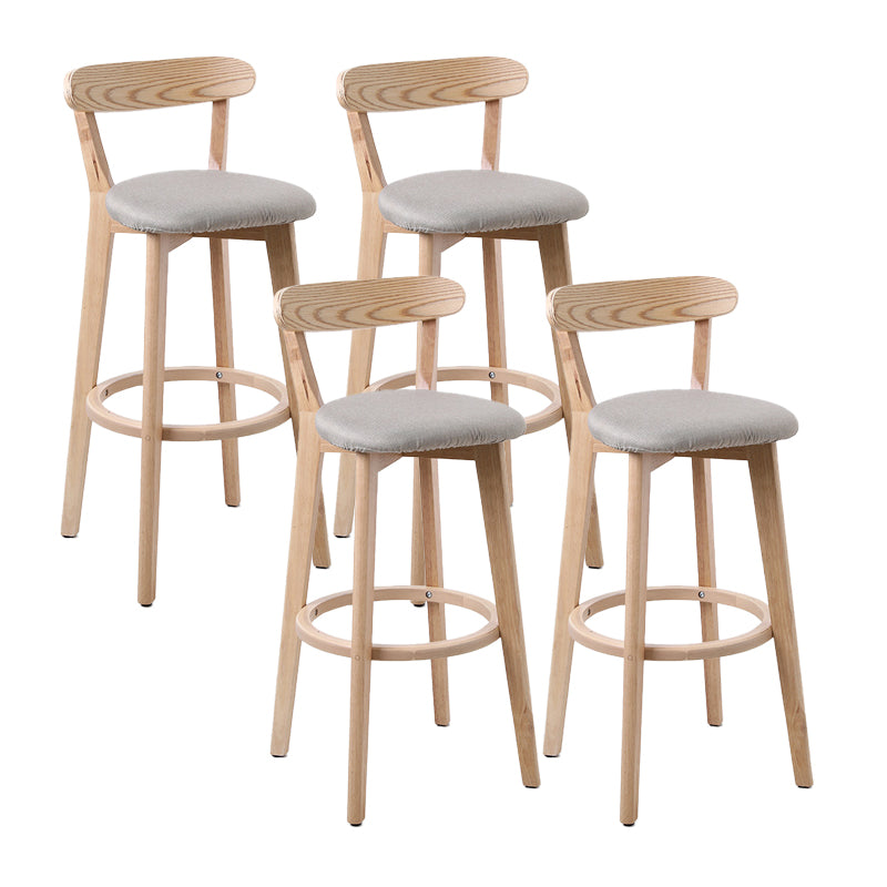 Scandinavian Matte Finish Leather Barstool Rubberwood Home Stool