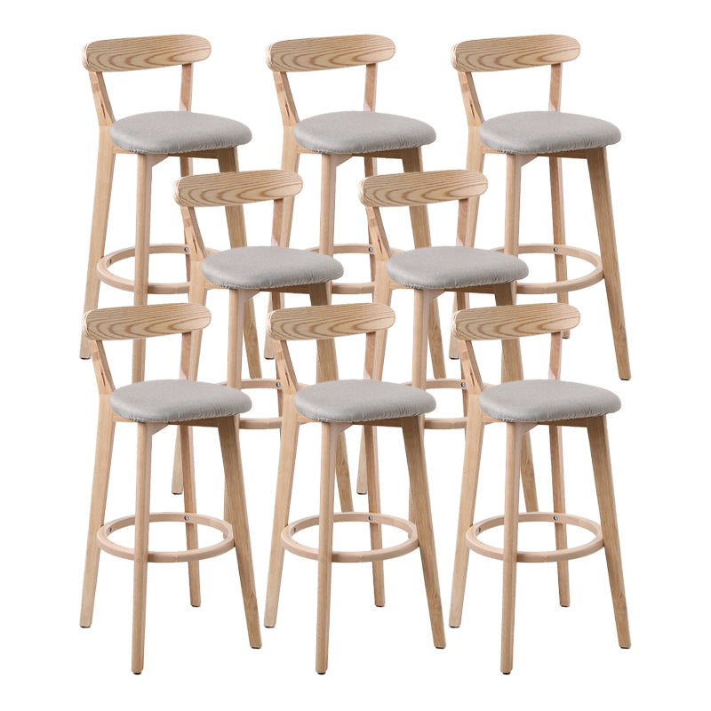 Scandinavian Matte Finish Leather Barstool Rubberwood Home Stool
