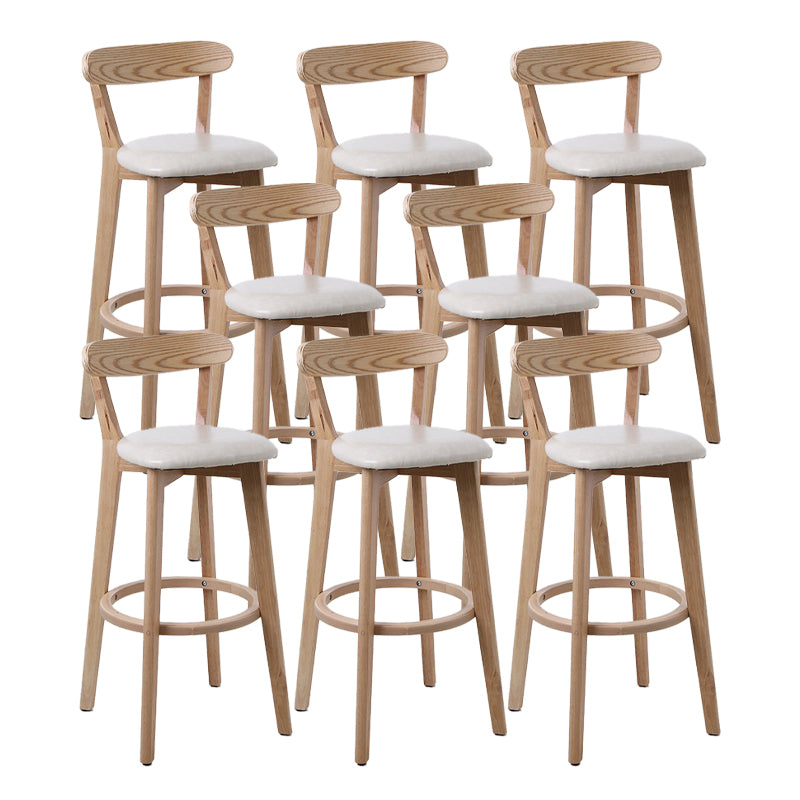 Scandinavian Matte Finish Leather Barstool Rubberwood Home Stool