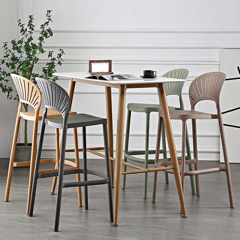 Scandinavian Home Low Back Stool Matte Finish Plastic Barstool