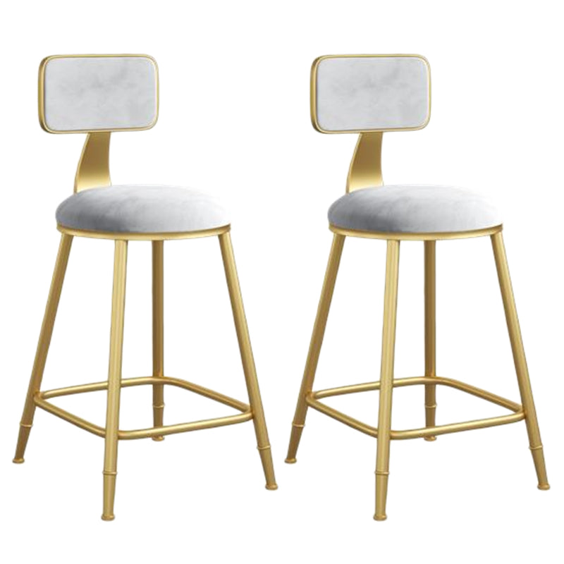 Nordic Armless Backrest Counter Stool Iron Dining Room Bar Stool with Velvet Cushion