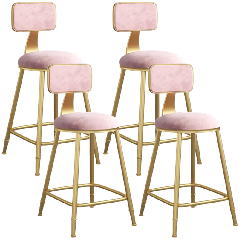 Nordic Armless Backrest Counter Stool Iron Dining Room Bar Stool with Velvet Cushion