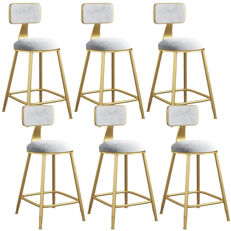 Nordic Armless Backrest Counter Stool Iron Dining Room Bar Stool with Velvet Cushion