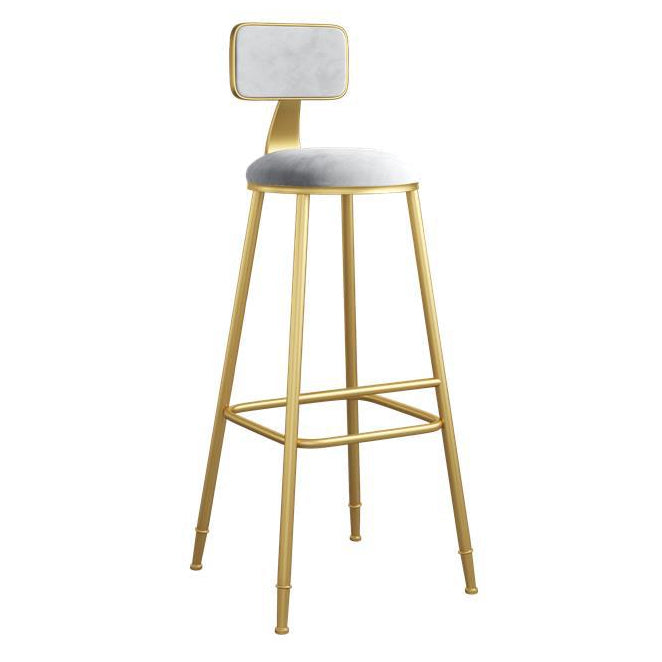Nordic Armless Backrest Counter Stool Iron Dining Room Bar Stool with Velvet Cushion