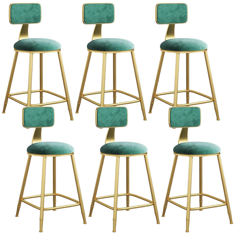 Nordic Armless Backrest Counter Stool Iron Dining Room Bar Stool with Velvet Cushion