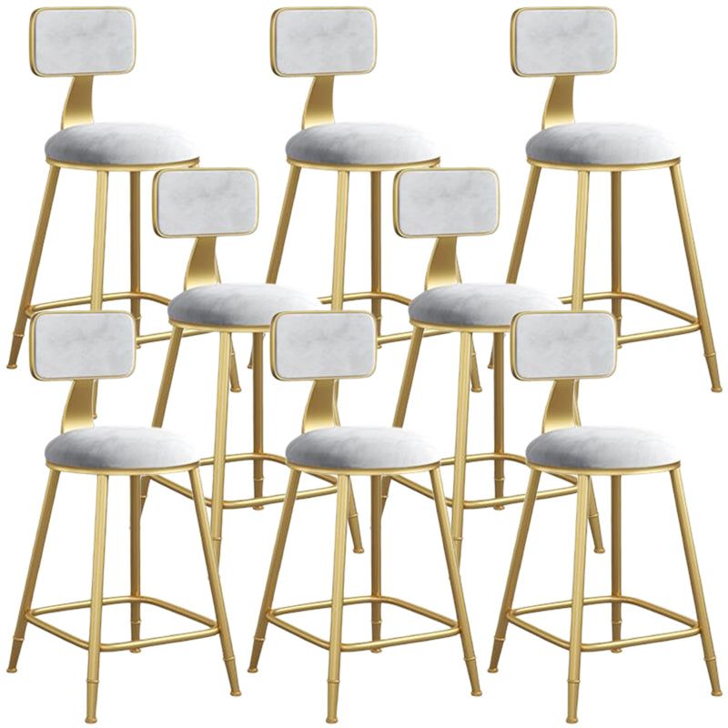 Nordic Armless Backrest Counter Stool Iron Dining Room Bar Stool with Velvet Cushion