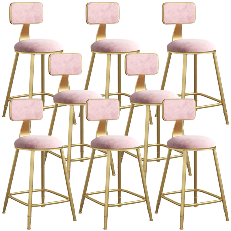 Nordic Armless Backrest Counter Stool Iron Dining Room Bar Stool with Velvet Cushion
