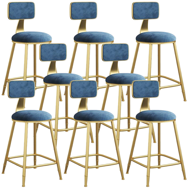 Nordic Armless Backrest Counter Stool Iron Dining Room Bar Stool with Velvet Cushion