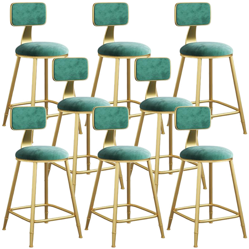 Nordic Armless Backrest Counter Stool Iron Dining Room Bar Stool with Velvet Cushion