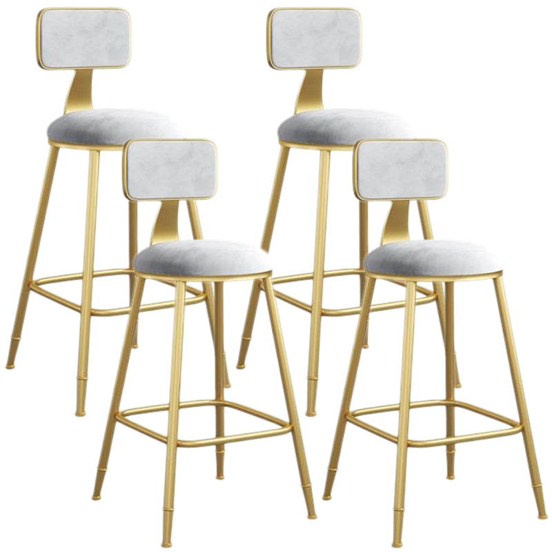 Nordic Armless Backrest Counter Stool Iron Dining Room Bar Stool with Velvet Cushion