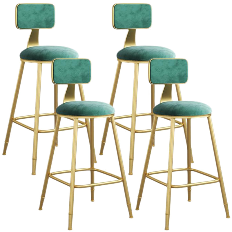Nordic Armless Backrest Counter Stool Iron Dining Room Bar Stool with Velvet Cushion