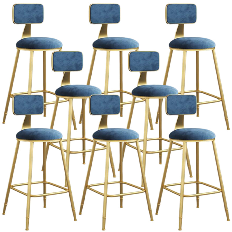 Nordic Armless Backrest Counter Stool Iron Dining Room Bar Stool with Velvet Cushion