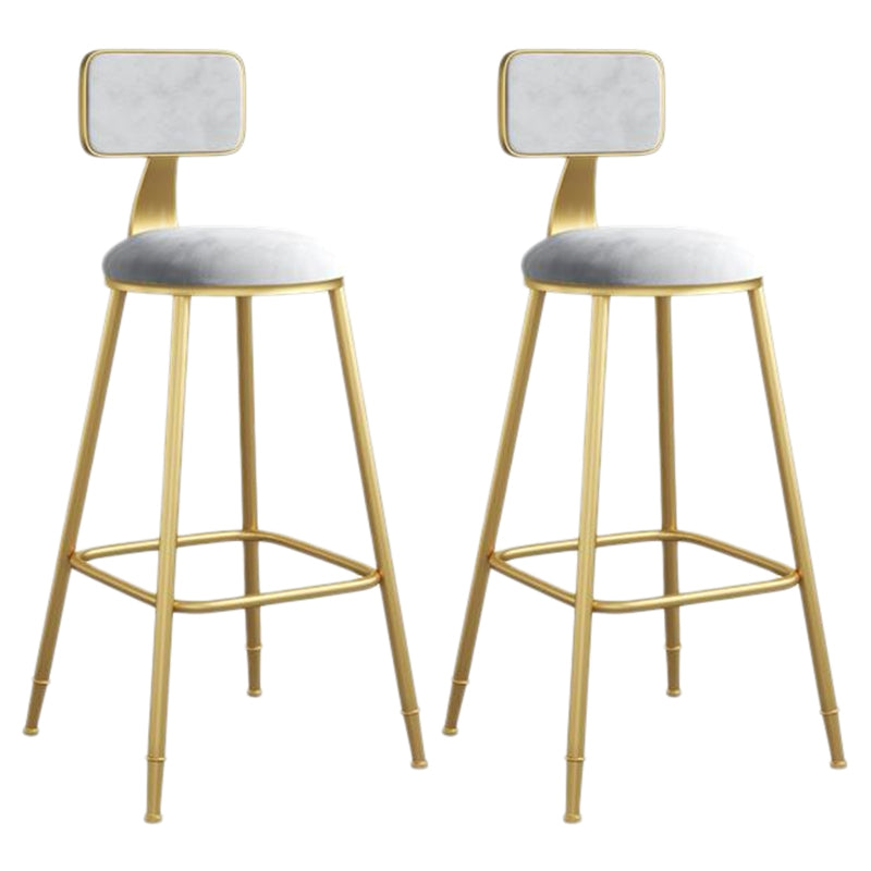 Nordic Armless Backrest Counter Stool Iron Dining Room Bar Stool with Velvet Cushion