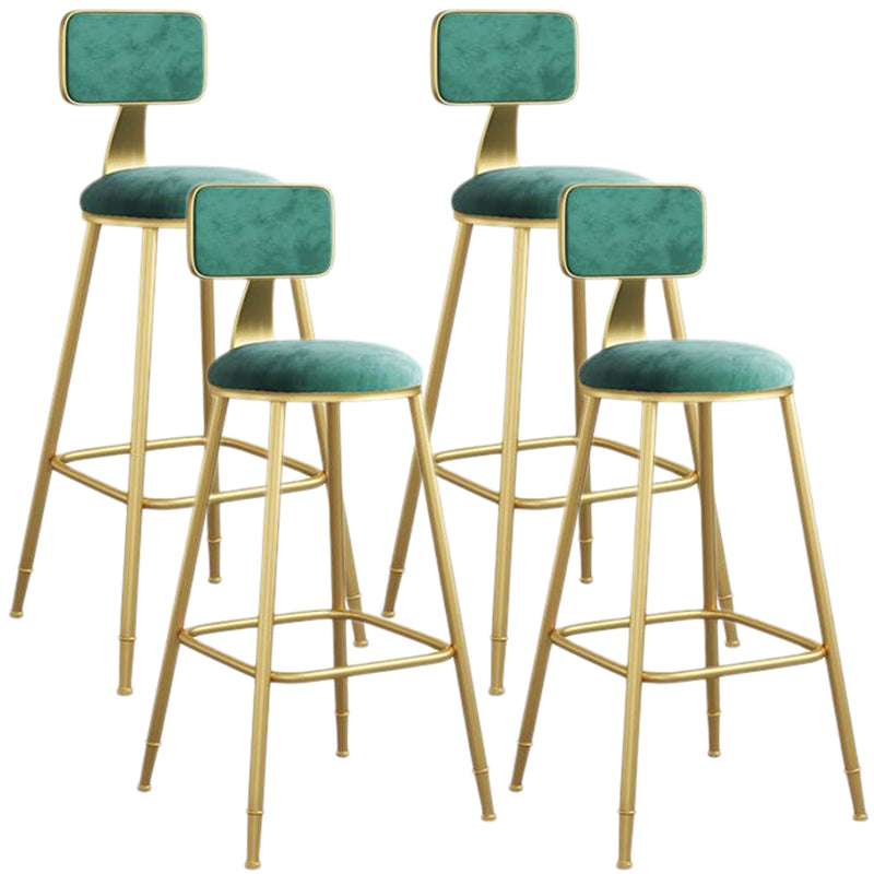 Nordic Armless Backrest Counter Stool Iron Dining Room Bar Stool with Velvet Cushion
