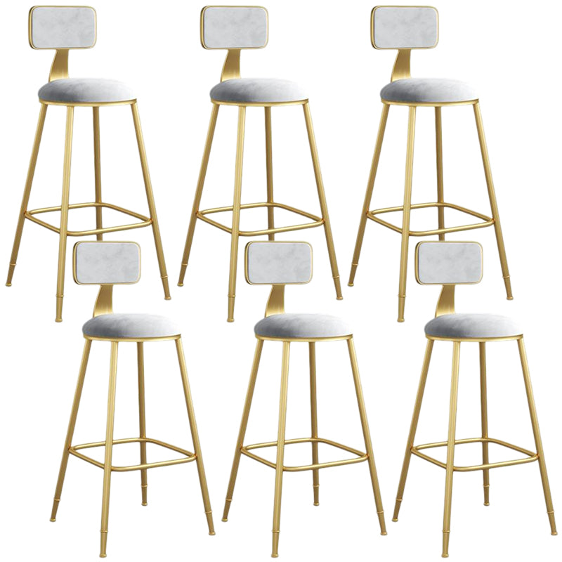 Nordic Armless Backrest Counter Stool Iron Dining Room Bar Stool with Velvet Cushion