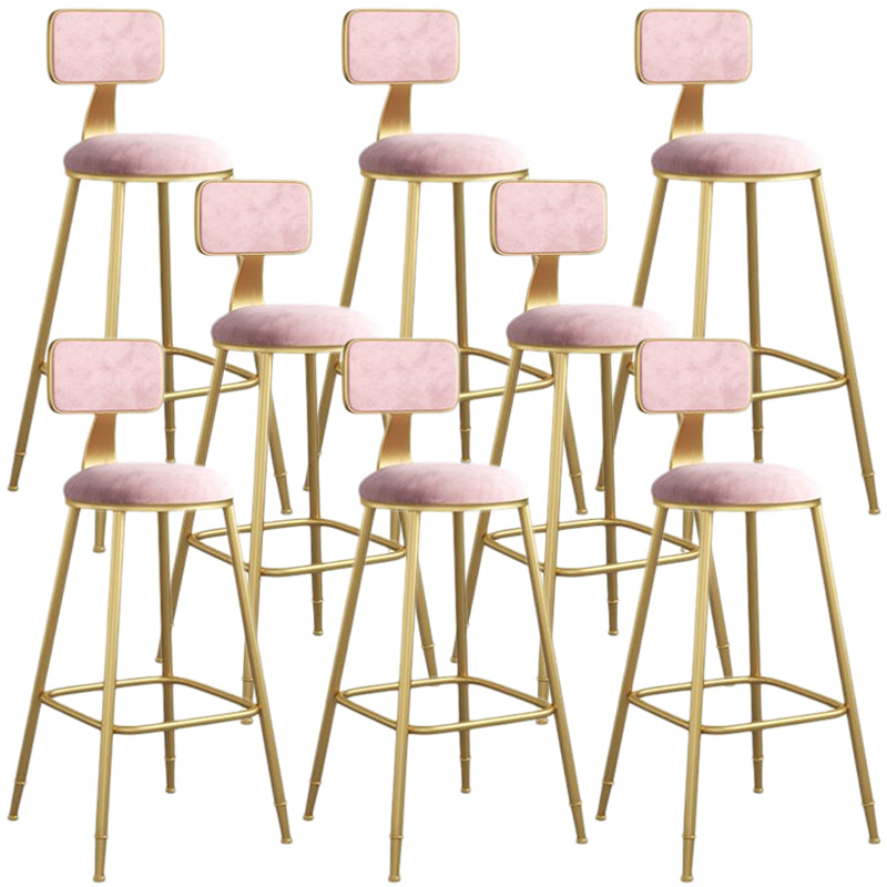 Nordic Armless Backrest Counter Stool Iron Dining Room Bar Stool with Velvet Cushion