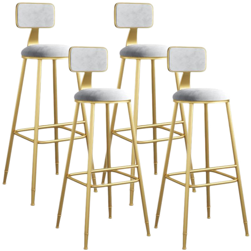 Nordic Armless Backrest Counter Stool Iron Dining Room Bar Stool with Velvet Cushion