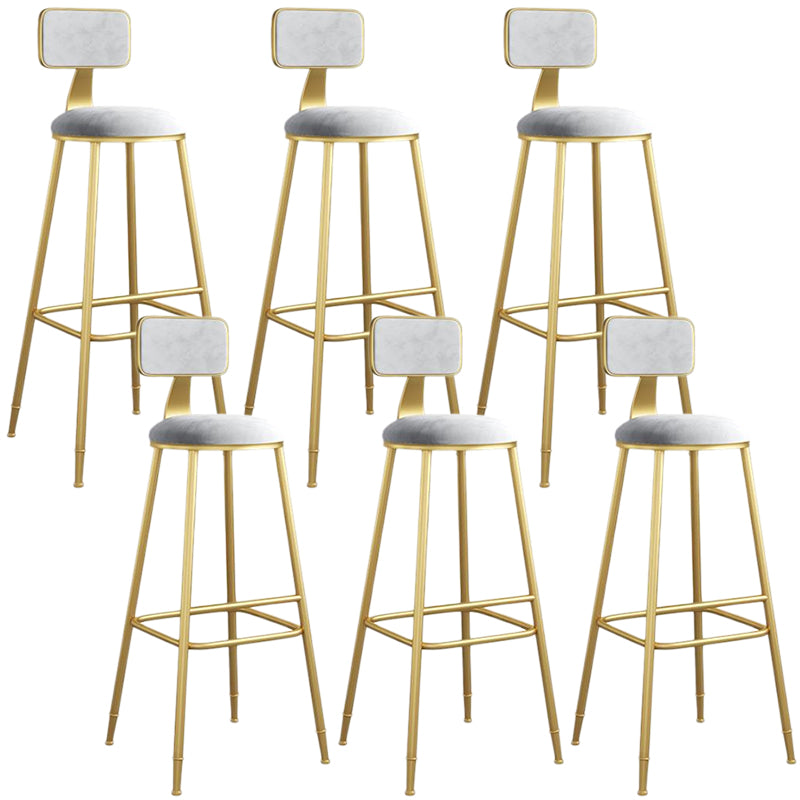 Nordic Armless Backrest Counter Stool Iron Dining Room Bar Stool with Velvet Cushion