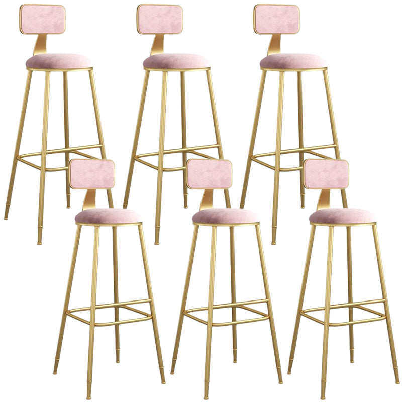 Nordic Armless Backrest Counter Stool Iron Dining Room Bar Stool with Velvet Cushion