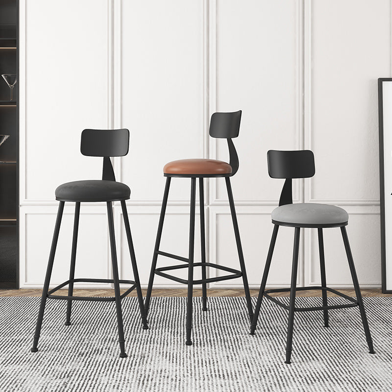 Industrial Armless Backrest Counter Stool Iron Dining Room Bar Stool with Seat and Pedal