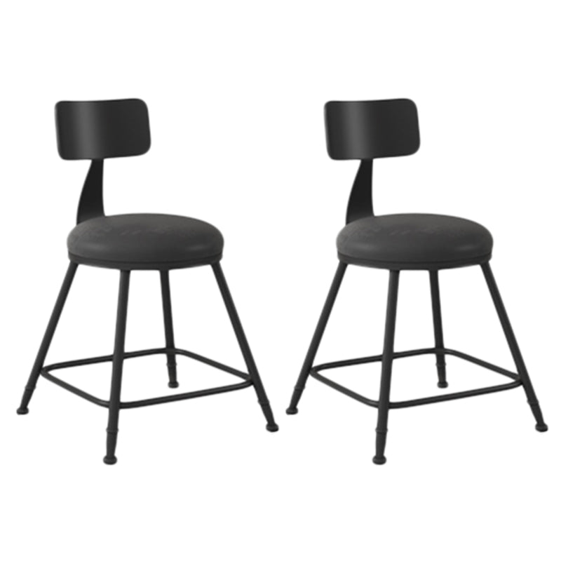 Industrial Armless Backrest Counter Stool Iron Dining Room Bar Stool with Seat and Pedal