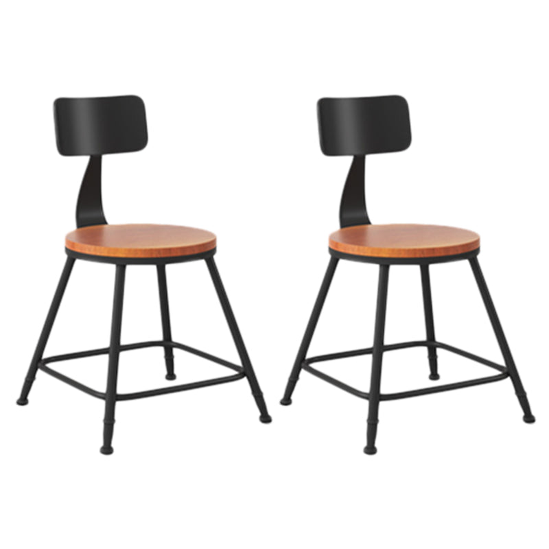 Industrial Armless Backrest Counter Stool Iron Dining Room Bar Stool with Seat and Pedal