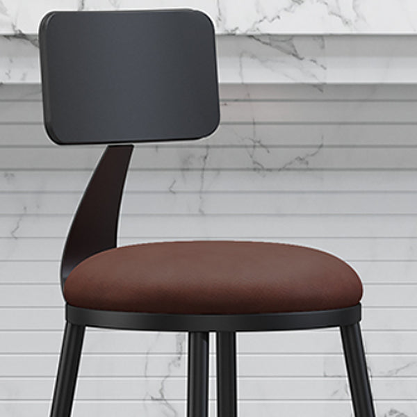 Industrial Armless Backrest Counter Stool Iron Dining Room Bar Stool with Seat and Pedal