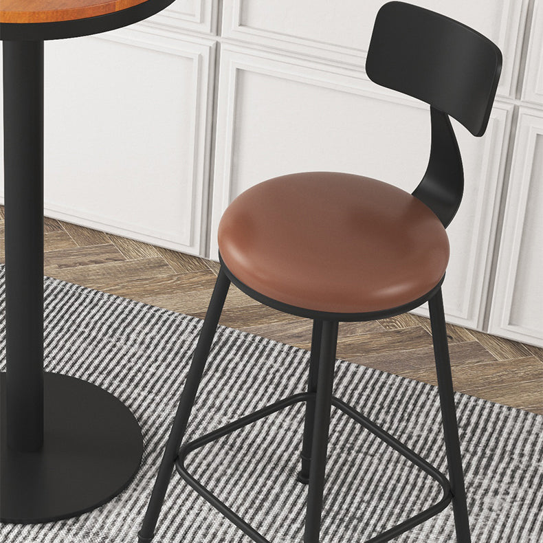 Industrial Armless Backrest Counter Stool Iron Dining Room Bar Stool with Seat and Pedal