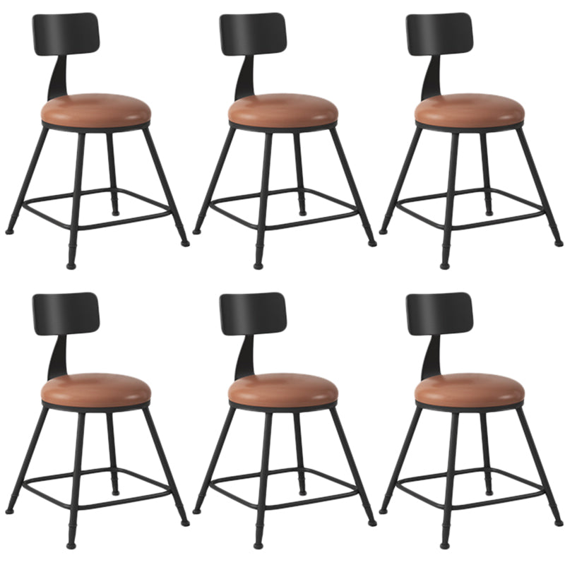 Industrial Armless Backrest Counter Stool Iron Dining Room Bar Stool with Seat and Pedal
