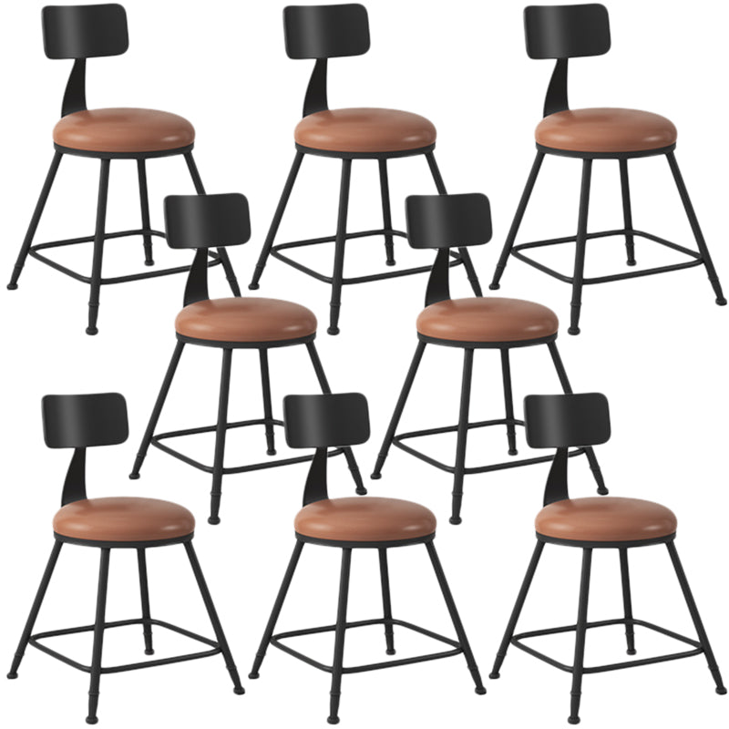 Industrial Armless Backrest Counter Stool Iron Dining Room Bar Stool with Seat and Pedal