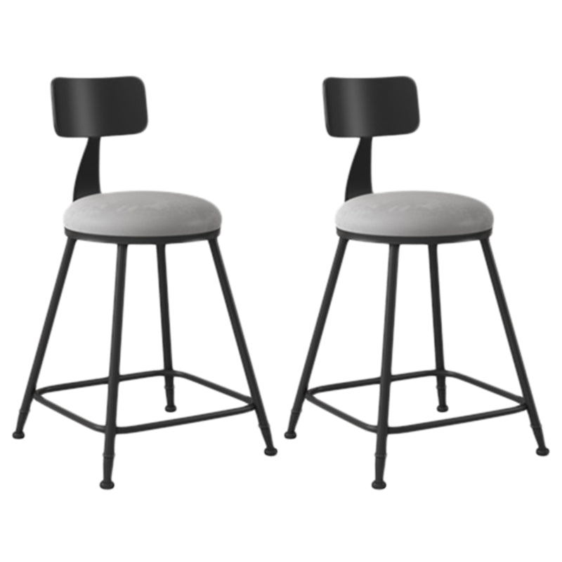 Industrial Armless Backrest Counter Stool Iron Dining Room Bar Stool with Seat and Pedal