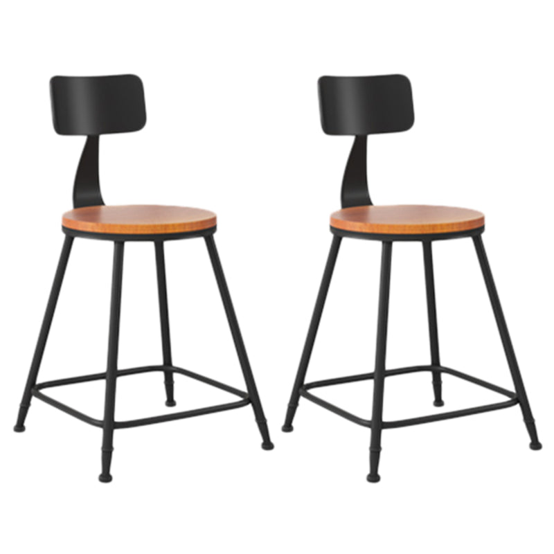 Industrial Armless Backrest Counter Stool Iron Dining Room Bar Stool with Seat and Pedal