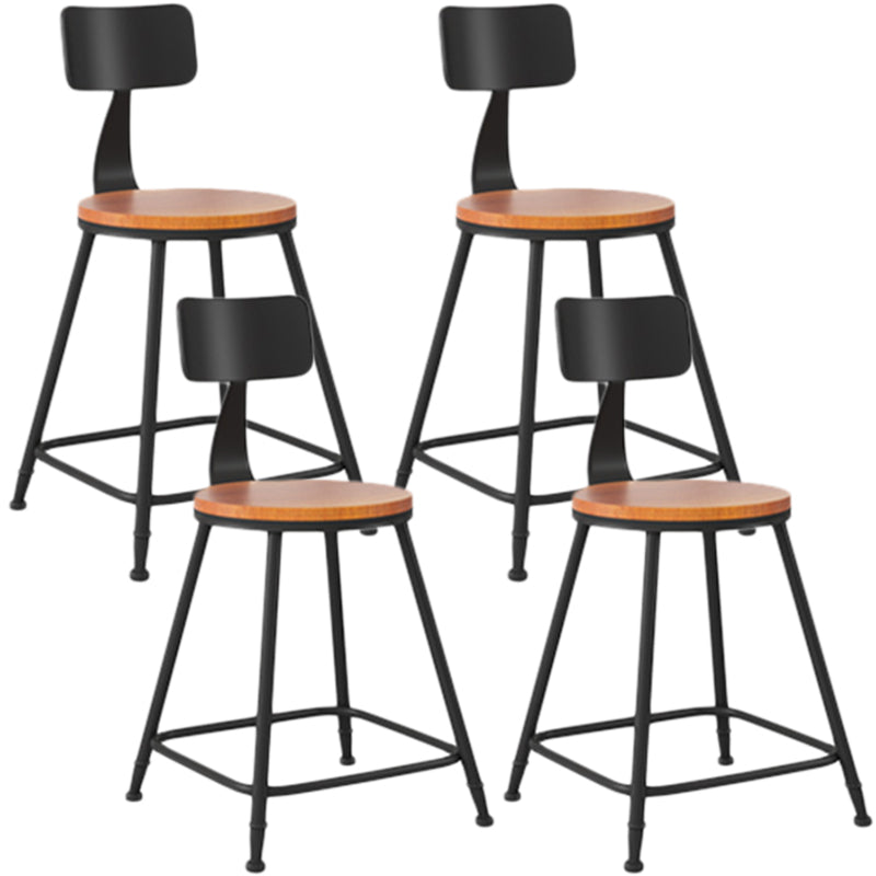 Industrial Armless Backrest Counter Stool Iron Dining Room Bar Stool with Seat and Pedal