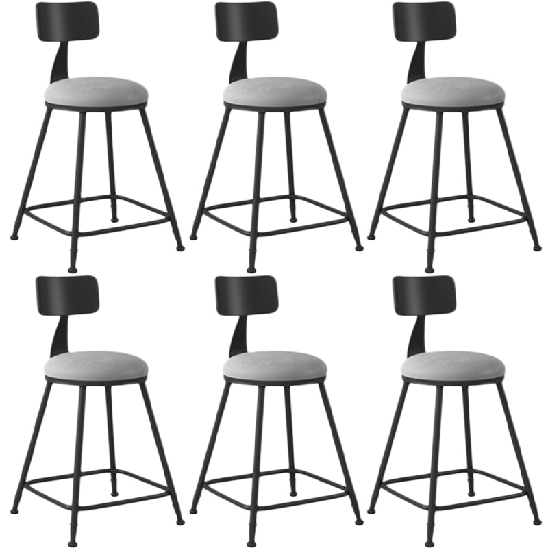 Industrial Armless Backrest Counter Stool Iron Dining Room Bar Stool with Seat and Pedal