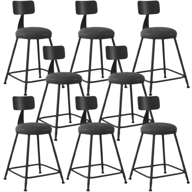 Industrial Armless Backrest Counter Stool Iron Dining Room Bar Stool with Seat and Pedal