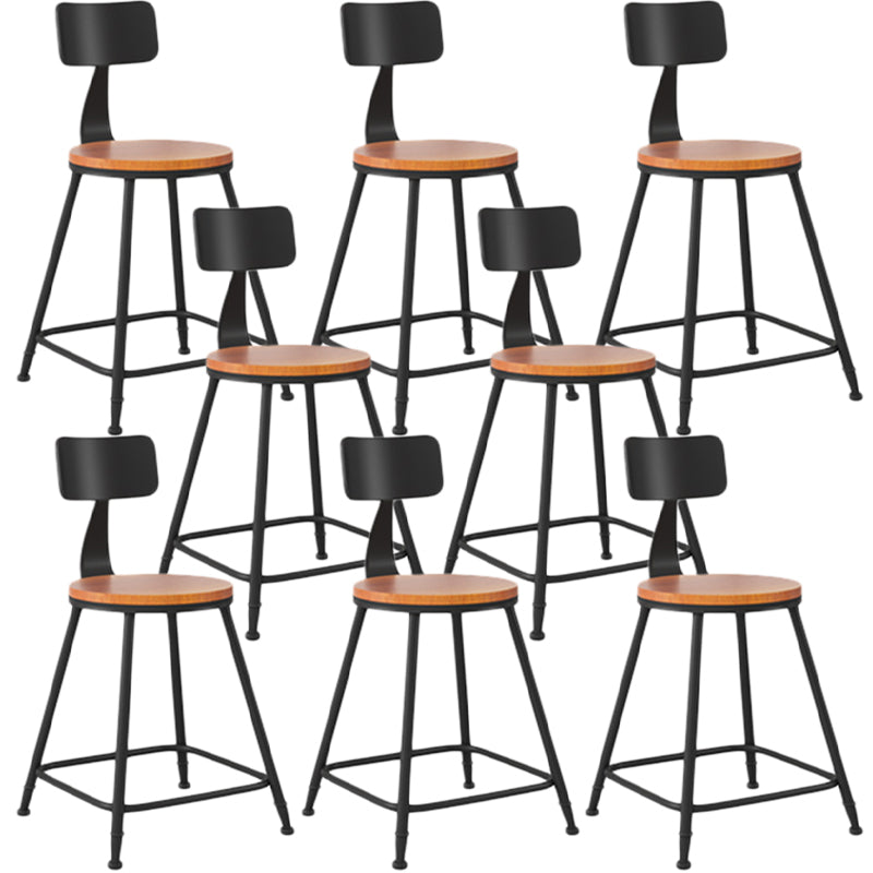 Industrial Armless Backrest Counter Stool Iron Dining Room Bar Stool with Seat and Pedal