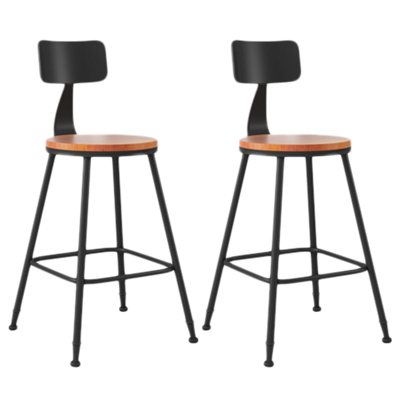 Industrial Armless Backrest Counter Stool Iron Dining Room Bar Stool with Seat and Pedal
