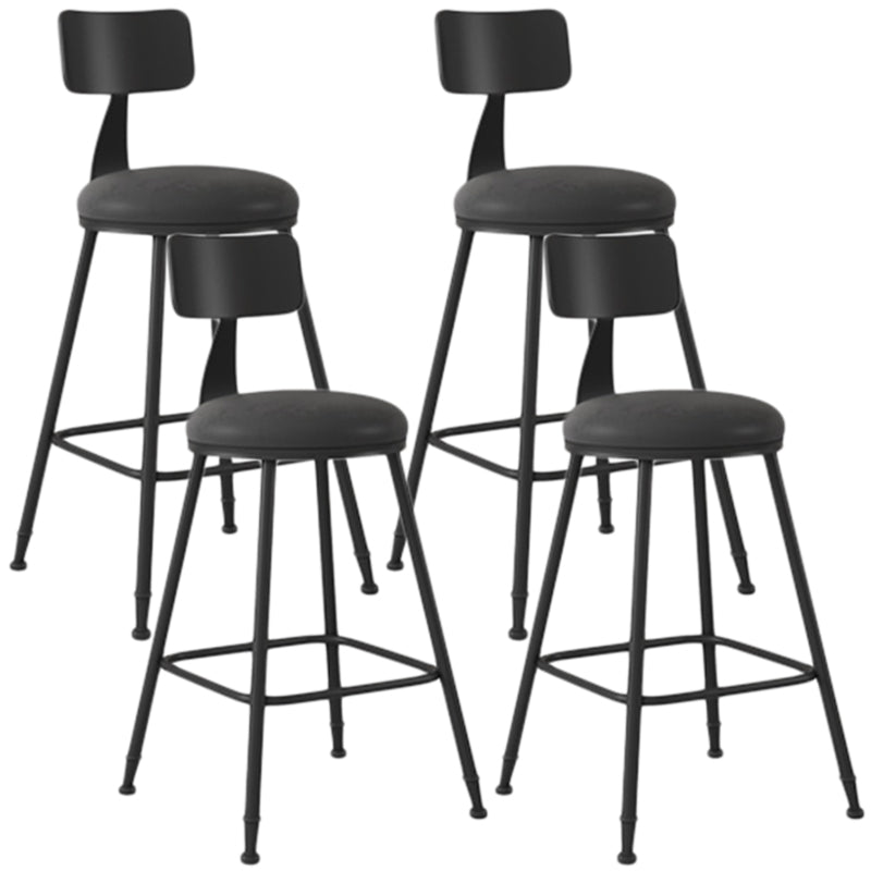 Industrial Armless Backrest Counter Stool Iron Dining Room Bar Stool with Seat and Pedal
