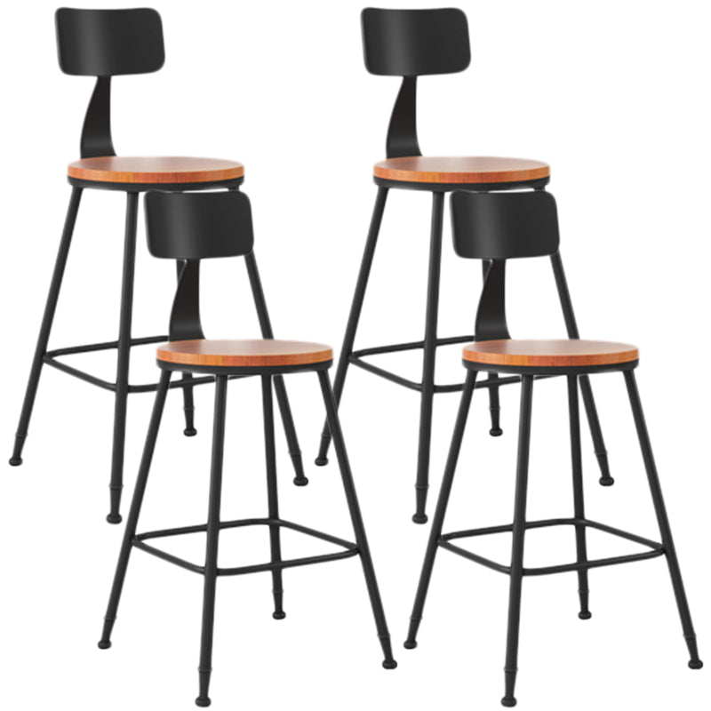 Industrial Armless Backrest Counter Stool Iron Dining Room Bar Stool with Seat and Pedal