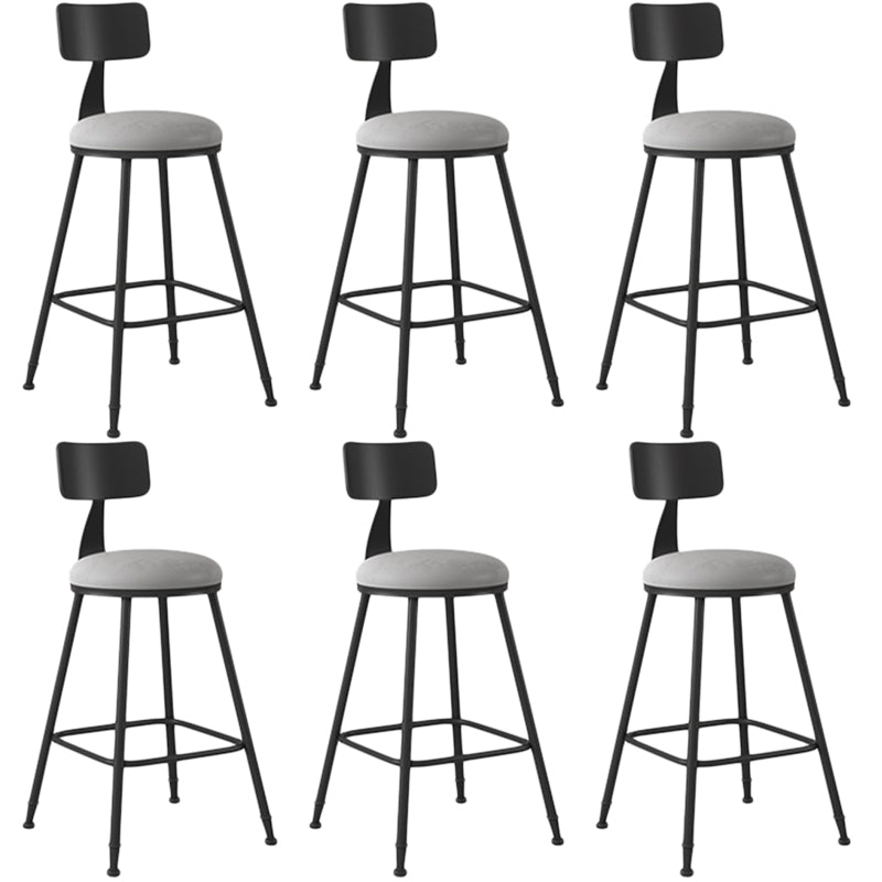 Industrial Armless Backrest Counter Stool Iron Dining Room Bar Stool with Seat and Pedal