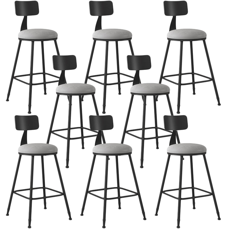 Industrial Armless Backrest Counter Stool Iron Dining Room Bar Stool with Seat and Pedal