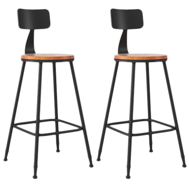 Industrial Armless Backrest Counter Stool Iron Dining Room Bar Stool with Seat and Pedal