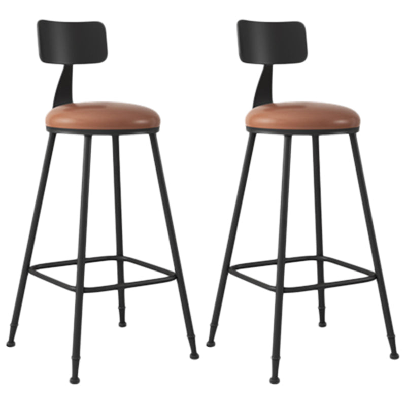 Industrial Armless Backrest Counter Stool Iron Dining Room Bar Stool with Seat and Pedal