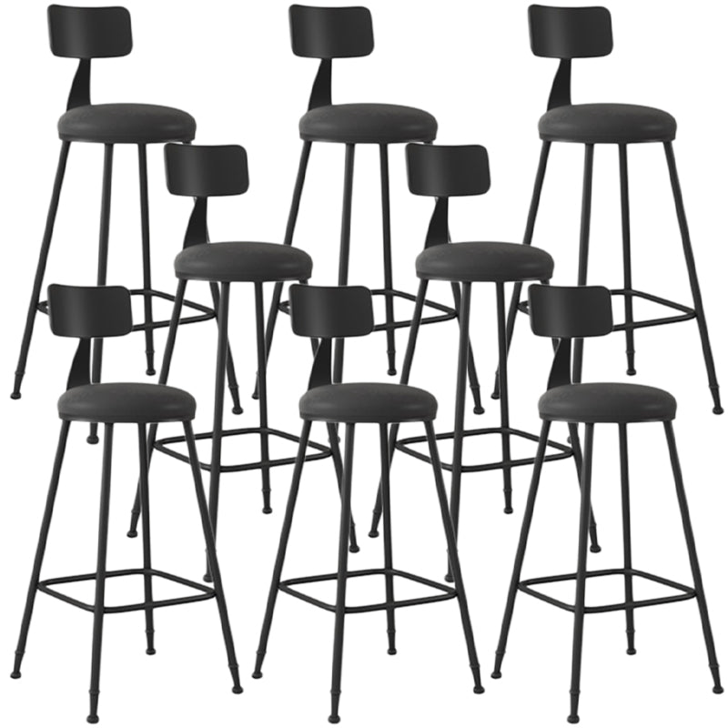 Industrial Armless Backrest Counter Stool Iron Dining Room Bar Stool with Seat and Pedal