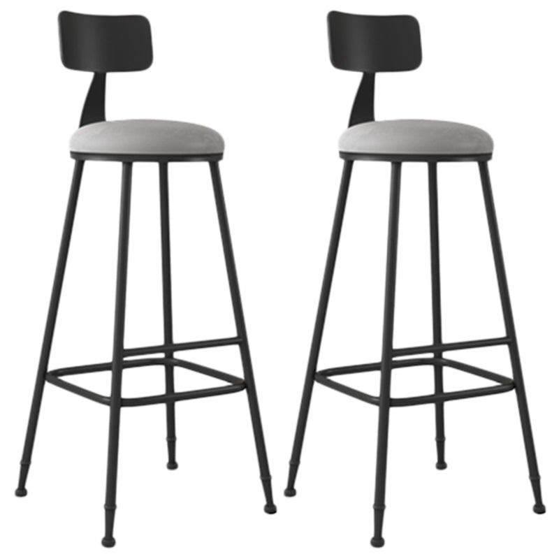 Industrial Armless Backrest Counter Stool Iron Dining Room Bar Stool with Seat and Pedal