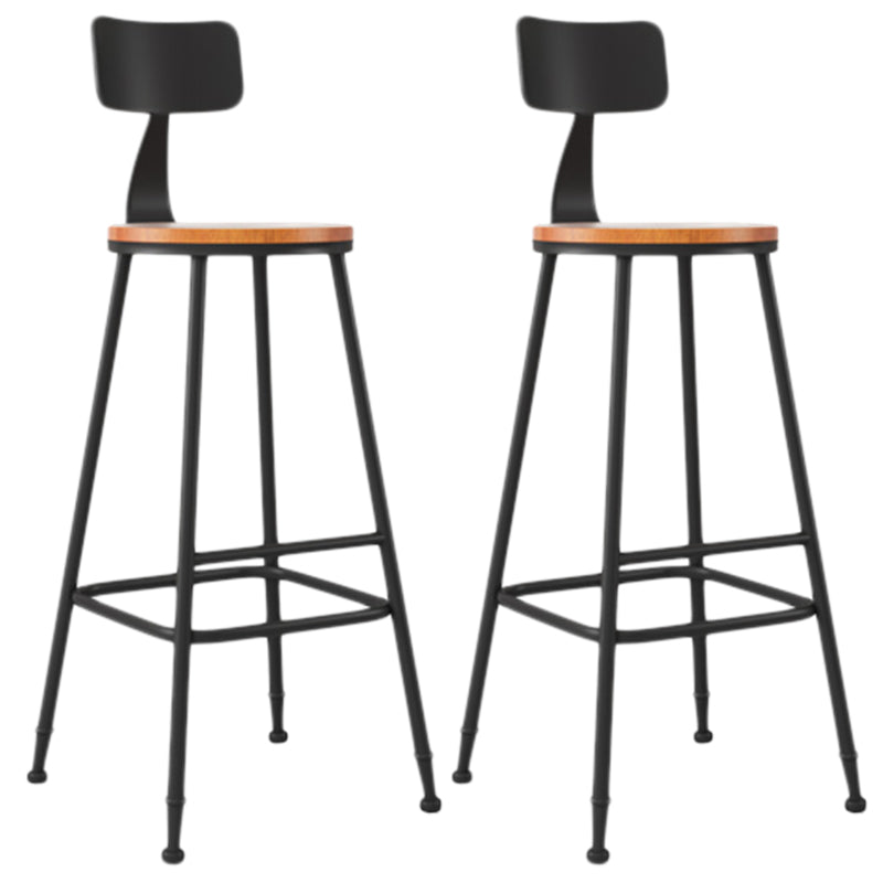 Industrial Armless Backrest Counter Stool Iron Dining Room Bar Stool with Seat and Pedal