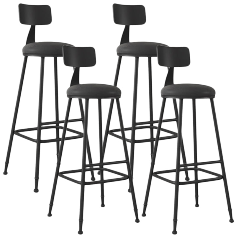 Industrial Armless Backrest Counter Stool Iron Dining Room Bar Stool with Seat and Pedal