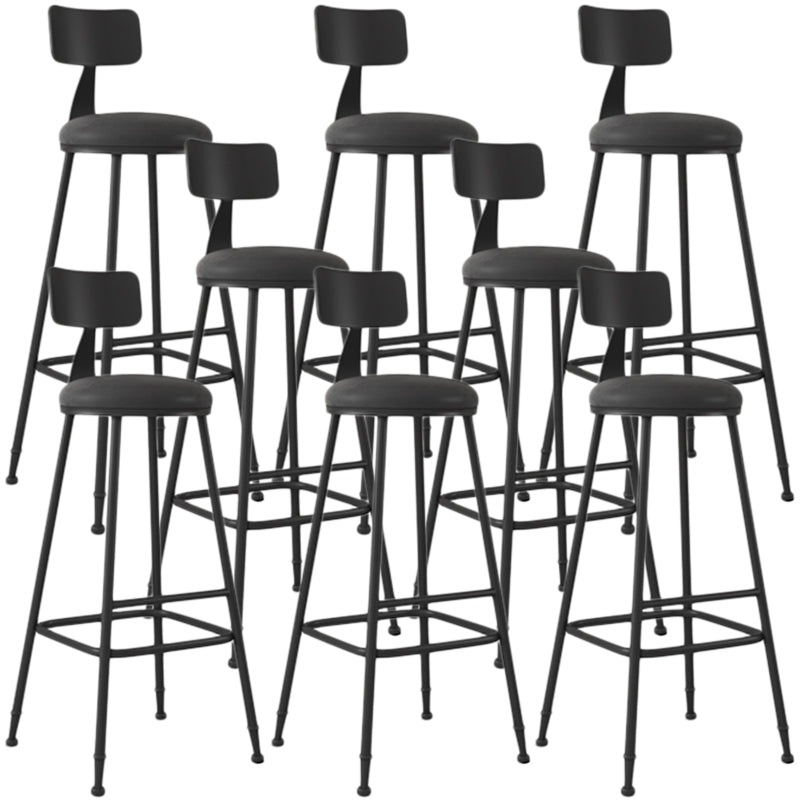 Industrial Armless Backrest Counter Stool Iron Dining Room Bar Stool with Seat and Pedal